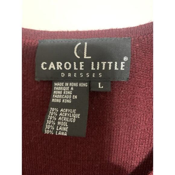 Vintage Carole Little Wool Blend Burgundy Embroidered Knit Maxi Sweater Dress L - Picture 8 of 9